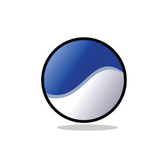 vector illustration of a round blue white logo in the middle of a wave