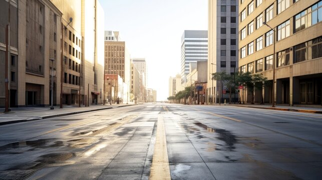 Classical architecture and urban roads, empty road in the city