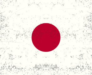flag of Japan Vector with old vintage texture