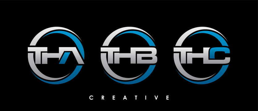THA, THB, THC Letter Initial Logo Design Template Vector Illustration