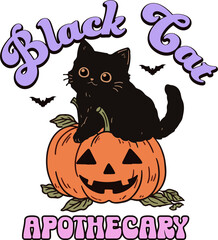 Quotes Black Cat Apothecary ,Halloween Black Cat And pumpkin.