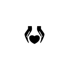 Heart care hands icon isolated on white backgrounde