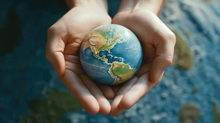 Fotobehang People holding a world globe © didiksaputra