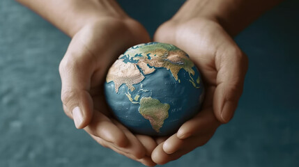 People holding a world globe