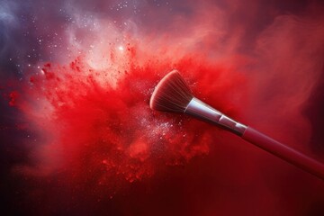 Make up brush with red powder