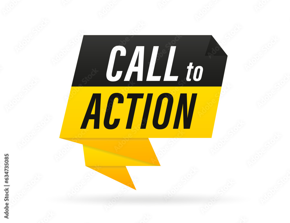 Poster call to action. origami style speech bubble banner. poster with text call to action. sticker design 