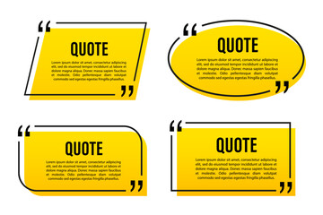 Quote box frame, big set. Texting quote boxes. Blank template quote text info design boxes quotation bubble blog quotes symbols. Creative vector banner. Vector illustration - obrazy, fototapety, plakaty