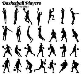 Basketball Players vector silhouette set
