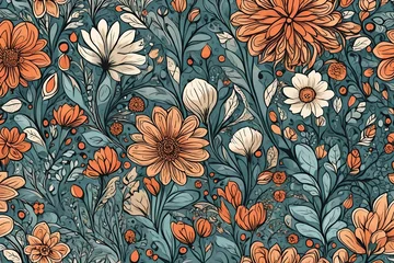 Deurstickers seamless floral background © CREAM 2.0