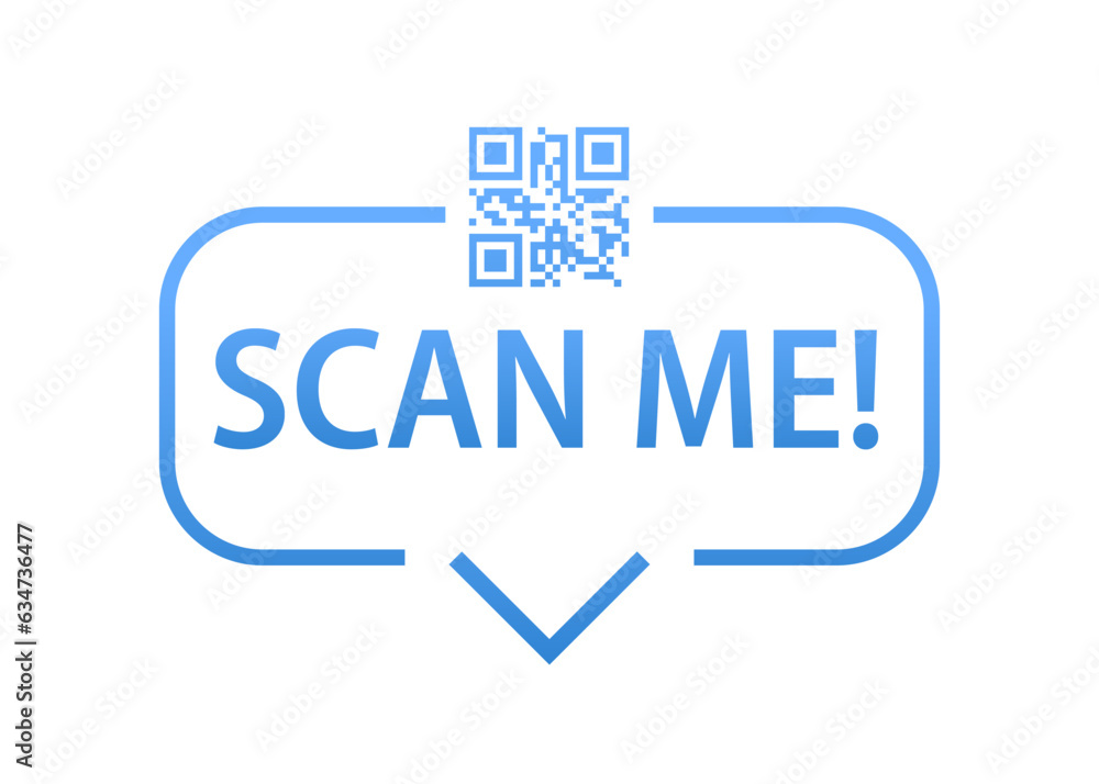 Poster qr code for smartphone. lettering scan me with smartphone icon. qr code for mobile app, payment and 