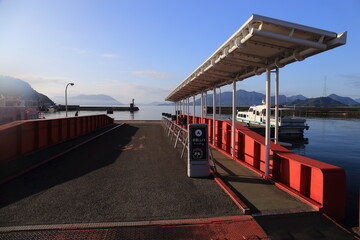HIROSHIMA, JAPAN - August 12, 2023 :The scenery of the ferry I took to go to 