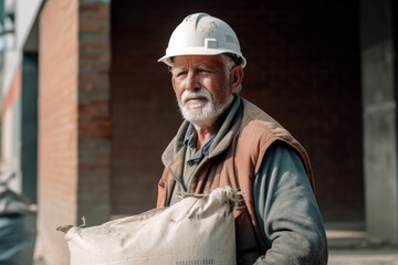 Rentner arbeitet im hohen Alter auf einer Baustelle - 634737298