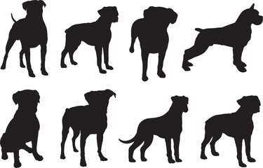 Boxer Dog Silhouette Vector Set