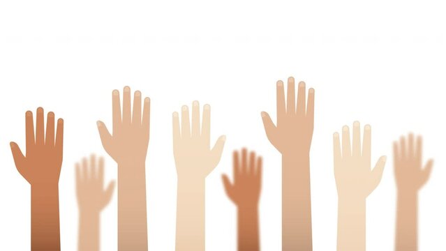 Animation of a Group of People hand raised up in the air, alpha channel included.