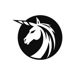 Black unicorn head illustration © listari