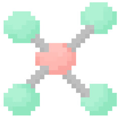 Isolated cute pastel molecular structure in pixel art