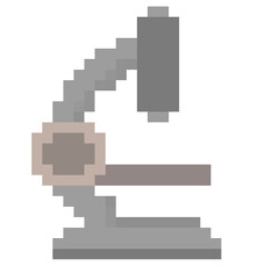 Fototapeta premium Isolated simple microscope for laboratory in pixel art and transparent background