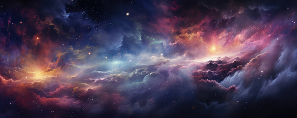 Beautiful space background with nebula and stars. Collage.