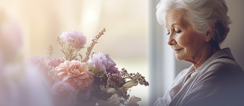 Sad elderly woman at home considering the challenges of widowhood retirement loneliness and aging