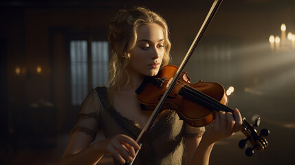 Fototapeta premium bela jovem tocando violino 