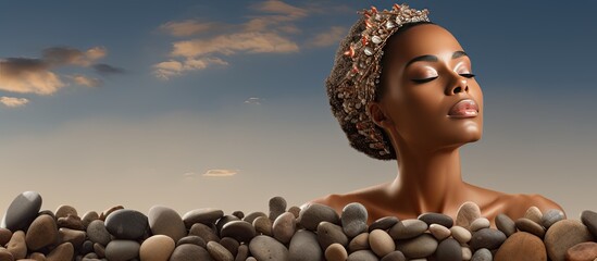 Composite image of a woman with pebbles on her back promoting National Spa Week for public awareness of the benefits of relaxation and wellbeing