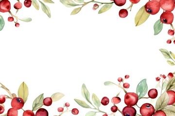 Watercolor cranberries red frame