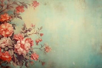 Vintage floral background with pink flowers