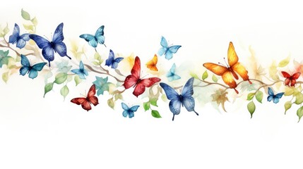 Colored butterflies in different colors, illustration, watercolor