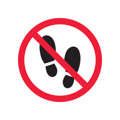 Forbidden foot step vector icon. Warning, caution, attention, restriction, label, ban, danger. No foot steps flat sign design pictogram symbol. No foot step icon