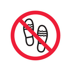 Forbidden foot step vector icon. Warning, caution, attention, restriction, label, ban, danger. No foot steps flat sign design pictogram symbol. No foot step icon