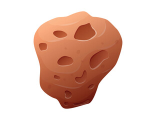 Cartoon flying space asteroid with craters and bumps. Vector isolated stone. © Ekaterina