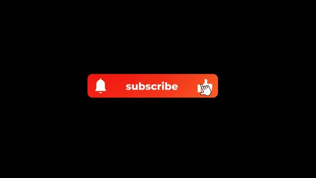 Subscribe, Reminder and Like Button animation with mouse cursor transparent background with alpha channel