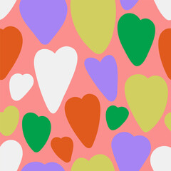 Abstract shapes modern pattern. Hand drawn vector illustration. Trendy hearts illustration seamless pattern design