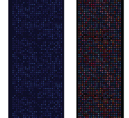 Pixel Art design - seamless disco  colorful mosaic border. Set of template. Vector clipart
