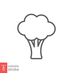 Broccoli icon. Simple outline style. Vegetable, plant, healthy, natural, organic, diet, fresh, food concept. Thin line symbol. Vector illustration isolated on white background. Editable stroke EPS 10.