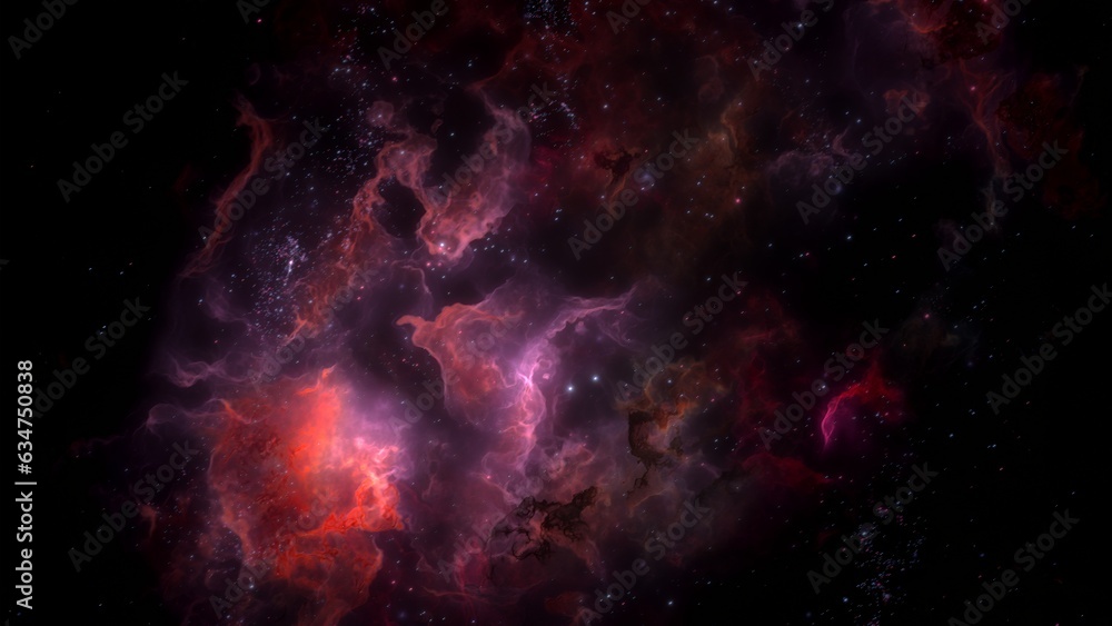 Wall mural colorful dark galaxy nebulae and stars in space. alien mystical shining nebula in shiny starry night