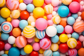 Fototapeta na wymiar Sweet candy colourful background top view closeup illustration