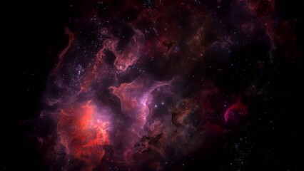 Colorful dark galaxy nebulae and stars in space. Alien mystical shining nebula in shiny starry night. artistic concept 3D illustration backdrop for space exploration and science fiction.
