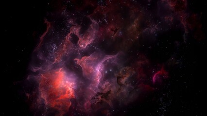 Colorful dark galaxy nebulae and stars in space. Alien mystical shining nebula in shiny starry night. artistic concept 3D illustration backdrop for space exploration and science fiction. © remotevfx