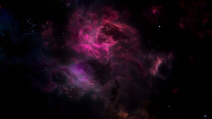Purple pink galaxy nebulae and stars in space. Alien mystical shining nebula in shiny starry night. artistic concept 3D illustration backdrop for space exploration and science fiction.