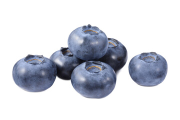 Many fresh ripe blueberries isolated on white