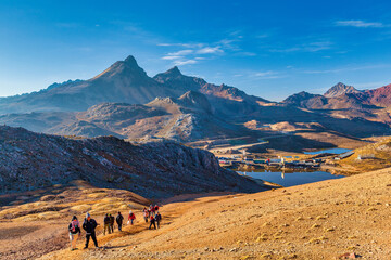 Snowy of the Yuracochas, Mountain of Colors in the central Andes of Peru. 4,700 msnm in Ticlio very...