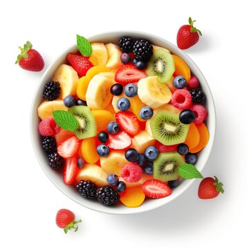 Fruit salad, Fruid salad colorful minimalist style, Fruit salad top viewhigh quality ai image generated