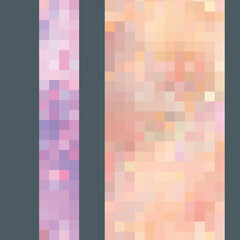 Pixel Art design - seamless blurred mosaic border. Set of template. Vector clipart