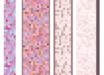 Pixel Art design - seamless mosaic border. Set of different template. Vector clipart