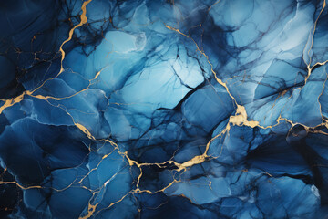 Abstract marble wallpaper background , luxury marble texture gold and blue tone , Created with Generative Ai Technology