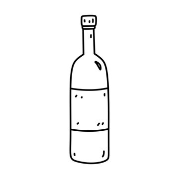 recommend clip art: Wine bottle isolated on white background. Alcoholic beverage. Vector hand-drawn illustration in doodle style. Perfect for cards, menu, decorations, logo, various designs.
