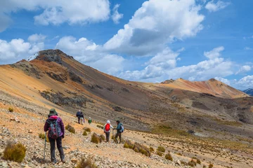 Papier Peint photo Lavable Alpamayo Snowy of the Yuracochas, Mountain of Colors in the central Andes of Peru. 4,700 msnm in Ticlio very close to Lima. Peru