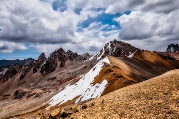 Papier Peint photo Lavable Alpamayo Snowy of the Yuracochas, Mountain of Colors in the central Andes of Peru. 4,700 msnm in Ticlio very close to Lima. Peru