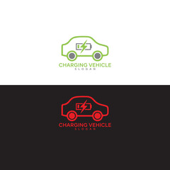 Electric car with plug icon symbol, EV car, Green hybrid vehicles charging point logotype, Eco friendly vehicle concept, Vector illustration